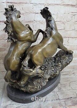 35.5 CM Western Art Deco Bronze Horse Equine Steed Ornament Sculpture