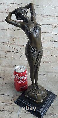 43 CM Western Art Deco Bronze Young Woman Girl Egyptian Dancer Sculpture