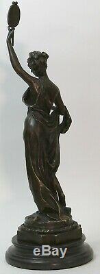 58 CM Western Art Deco Bronze Young Woman Girl Beautiful Maiden Dancer Sculpture