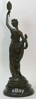 58 CM Western Art Deco Bronze Young Woman Girl Beautiful Maiden Dancer Sculpture