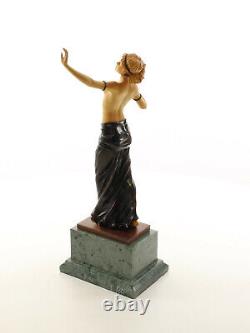 9937190-ds Art Deco Bronze Sculpture Woman Dancer Color 15x16x39cm