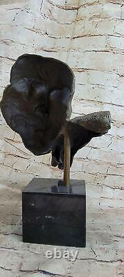 Abstract Art Dali Solid Bronze Sculpture Marble Base Modern Figurine Sale
