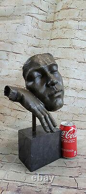 Abstract Art S. Dali Solid Bronze Sculpture Marble Modern Base Figrine
