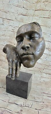 Abstract Art S. Dali Solid Bronze Sculpture Marble Modern Base Figrine