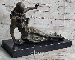 Abstract Bronze Sculpture Modern Art Marble Base Figure Dali Decor