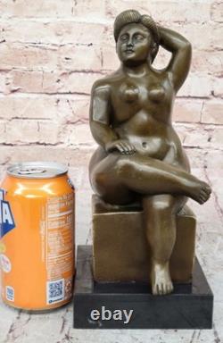 Abstract Curved Nude Woman Bronze Sculpture Signed Botero Art Figurine