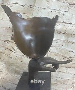 Abstract Modern Bronze Sculpture Art by Dali Portrait of a Woman Home Office