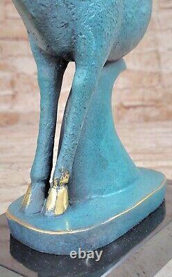 Abstract Stallion Bronze Sculpture Green Patina Modern Art Deco