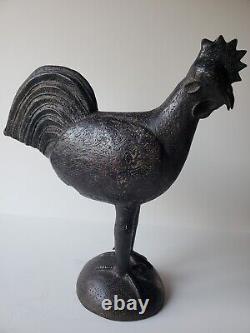African Art Ancient Bronze Rooster Sculpture