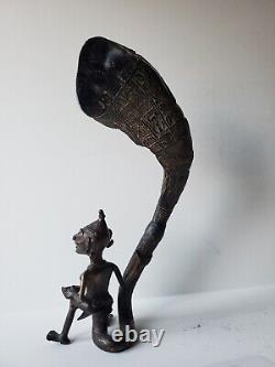 African Art Ancient Bronze Statuette Sculpture