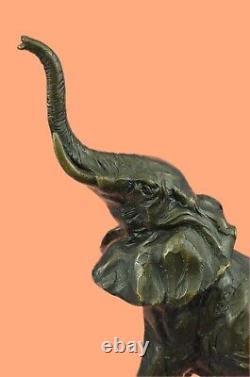 African Elephant Safari Jungle Art Serre-book Sculpture Decoration Bronze Marble