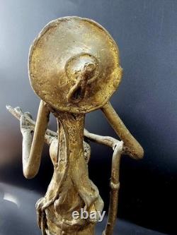 African Statuettes Solid Bronze (x3) Tribal Art Sculpture Craft Wax