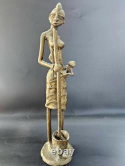 African Statuettes Solid Bronze (x3) Tribal Art Sculpture Craft Wax