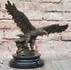 American Bronze Eagle Sculpture Bird Of Prey Austria Art Deco Marble Statue