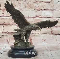 American Bronze Eagle Sculpture Bird of Prey Austria Art Deco Marble Statue