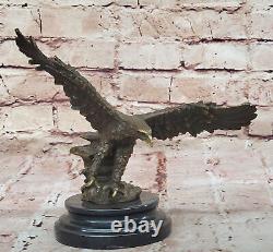 American Bronze Eagle Sculpture Bird of Prey Austria Art Deco Marble Statue