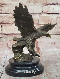 American Bronze Eagle Sculpture Bird of Prey Austria Art Deco Marble Statue