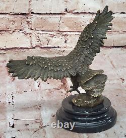 American Bronze Eagle Sculpture Bird of Prey Austria Art Deco Marble Statue