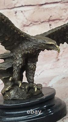 American Bronze Eagle Sculpture Bird of Prey Austria Art Deco Marble Statue