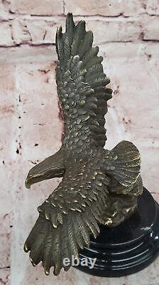 American Bronze Eagle Sculpture Bird of Prey Austria Art Deco Marble Statue