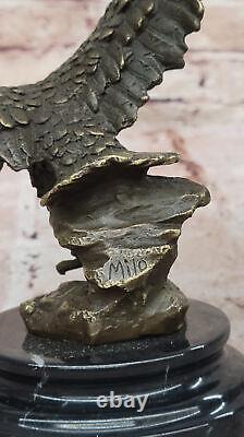 American Bronze Eagle Sculpture Bird of Prey Austria Art Deco Marble Statue