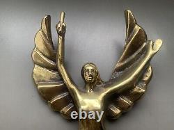 Ancient Bronze Sculpture Victory Goddess Woman Angel Wings Gold Art Deco 1920 1930