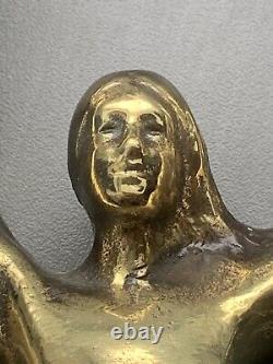 Ancient Bronze Sculpture Victory Goddess Woman Angel Wings Gold Art Deco 1920 1930