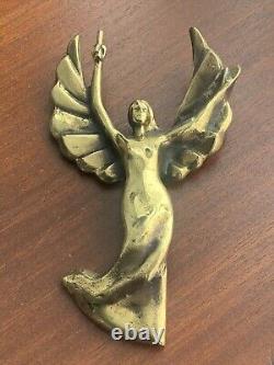 Ancient Bronze Sculpture Victory Goddess Woman Angel Wings Gold Art Deco 1920 1930