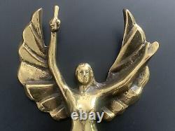 Ancient Bronze Sculpture Victory Goddess Woman Angel Wings Gold Art Deco 1920 1930