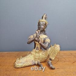 Ancient Bronze Sculpture of Flute Player Statue, 20th Century Thai Asian Art
