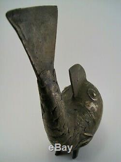 Ancient Great Sculpture Bronze Fish Art Premier Ethnic Africa Middle Twentieth