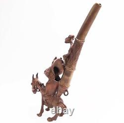 Ancient Tribal Art: Bronze Bamoun Pipe Sculpture Amulet