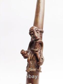 Ancient Tribal Art: Bronze Bamoun Pipe Sculpture Amulet