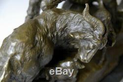 Animal Art, Group Of Goats, Bronze Sculpture Signed Milo, Free Shipping