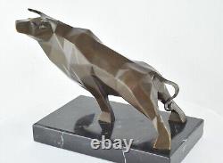 Animal Sculpture Bull in Art Deco Style and Art Nouveau Bronze Massif