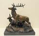 Animal Sculpture Statue Deer Hunting Art Deco Style Art Nouveau Bronze