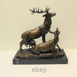 Animal Sculpture Statue Deer Hunting Art Deco Style Art Nouveau Bronze