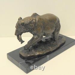 Animalier Style Solid Bronze Bear Sculpture in Art Deco and Art Nouveau Styles