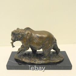 Animalier Style Solid Bronze Bear Sculpture in Art Deco and Art Nouveau Styles