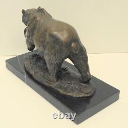 Animalier Style Solid Bronze Bear Sculpture in Art Deco and Art Nouveau Styles