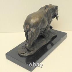 Animalier Style Solid Bronze Bear Sculpture in Art Deco and Art Nouveau Styles