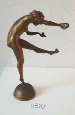 Antique Sculpture Statue Juggler Of Counter-socket Bronze Art-deco