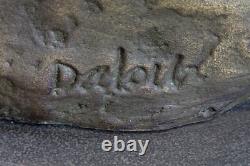 Antique Style Bronze Sculpture Statue Signed Girl with a Faun 900 Art