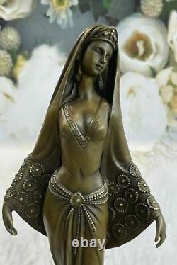 Arabic Art Deco Bronze Dancing Girl Sculpture Signed Mavchi on Sale