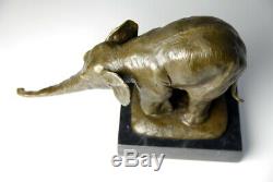 Art Animalier- Beautiful Bronze Elephant Signed Bugatti Free Shipping