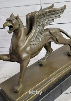 Art By Roche Griffin Bronze Marble Sculpture Statue Art Deco Figurine Mythic