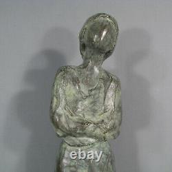 Art Companion Sculpture Bronze Woman Aux Bras Croisés Signed Muriel Duché