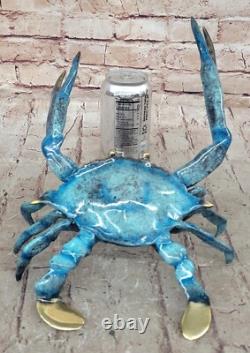 Art Deco Blue Patina Crab Lobster 100% Solid Bronze Sculpture Figurine Deal