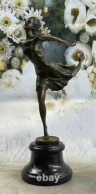 Art Deco Bronze Dancer, Signed Degas Work On Marble Base Sculpture Work