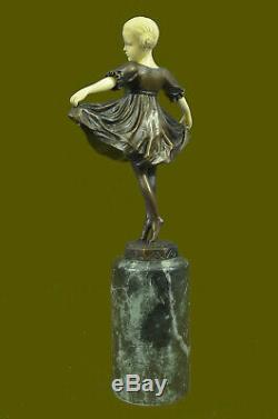 Art Deco Bronze Dancing Girl Signed Os Preiss Sculpture Figurine Statue Decor